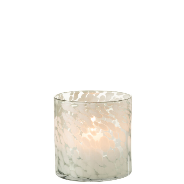 J-Line windlicht spikkel glas /wit medium 18x18x18cm 3013690 large