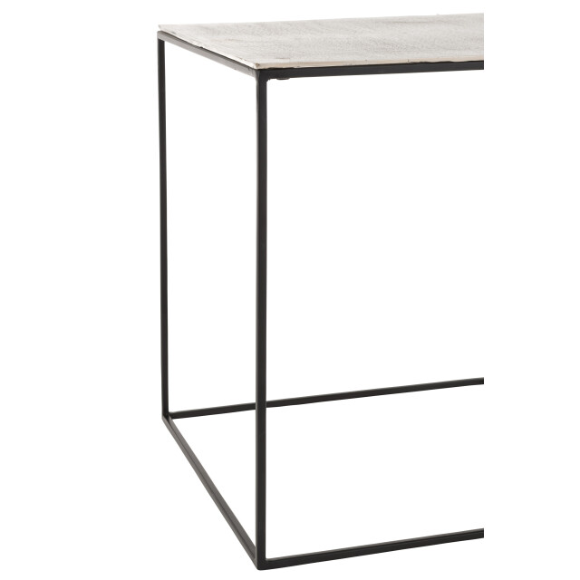 J-Line set van twee bijzettafels vierkant aluminium/ijzer zilver/zwart - 2999268 large