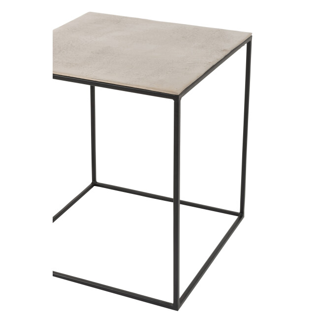 J-Line set van twee bijzettafels vierkant aluminium/ijzer zilver/zwart - 2999268 large