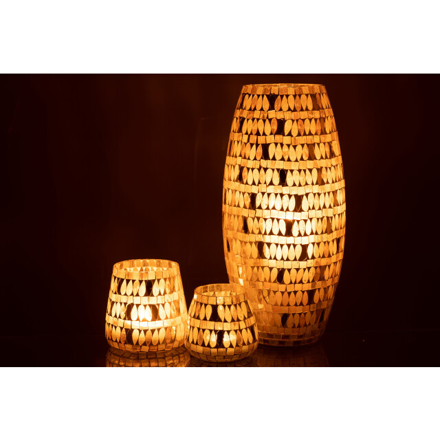 J-Line windlicht mozaiek glas beige large 16x16x35cm 3013684 large