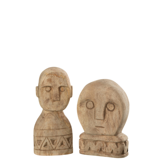 J-Line set van 2 afrikaans maskers hout 6x12.5x28.5cm 3007936 large