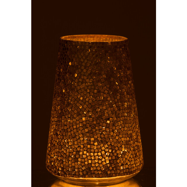 J-Line windlicht mozaiek glas wit/zilver large 21.5x21.5x30cm 3013766 large