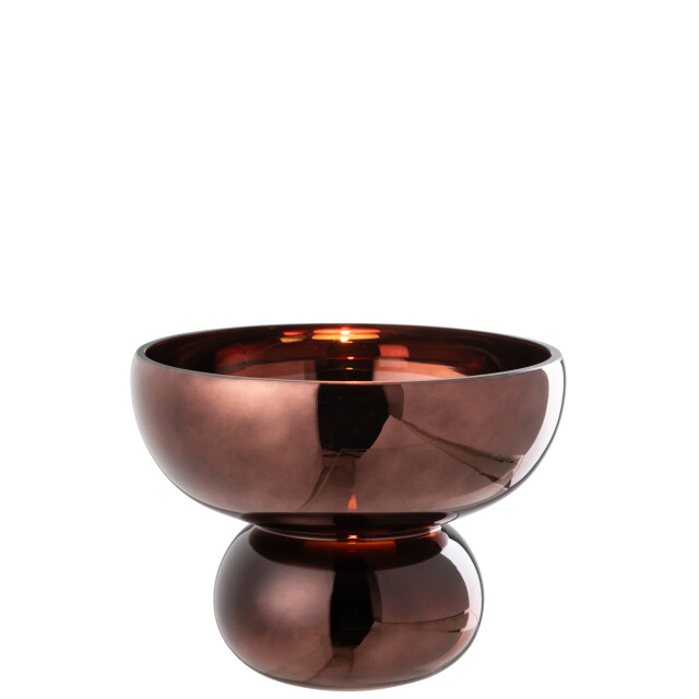 J-Line windlicht op voet afgerond glas pruim 23x23x17.5cm 3013753 large
