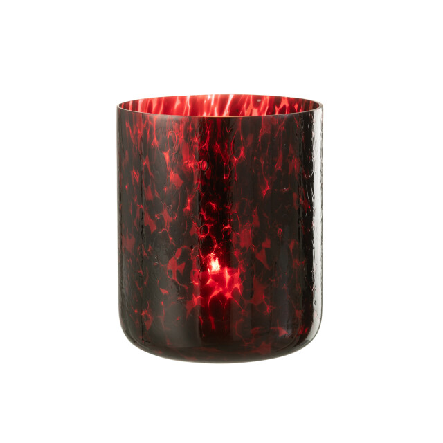J-Line windlicht gevlekt glas rood/zwart extra large 20x20x25cm 3013731 large