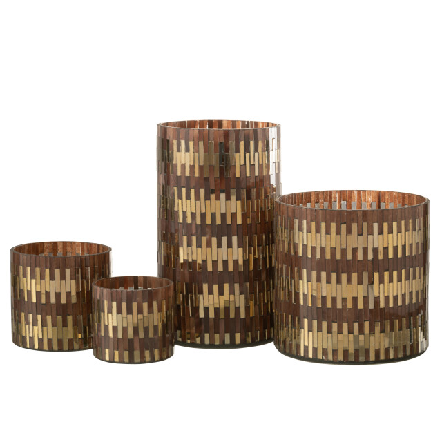 J-Line windlicht chic glas /goud large 15.5x15.5x15cm 3013685 large