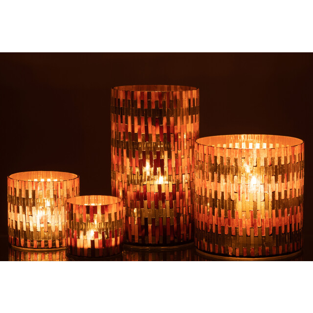 J-Line windlicht chic glas /goud large 15.5x15.5x15cm 3013685 large