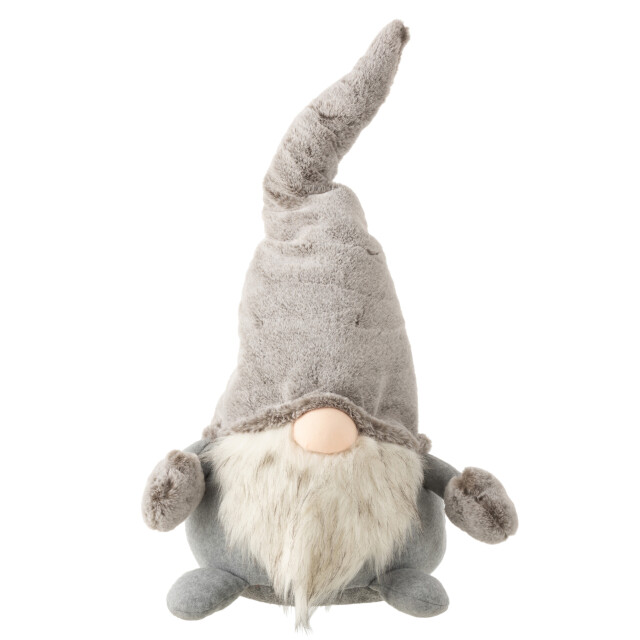J-Line kerstman staand pluche /wit large 47x34x56cm 3006021 large