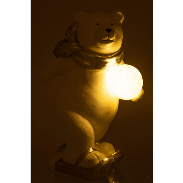 J-Line ijsbeer led staand poly wit/zilver large 23x16x37cm 3005967 large