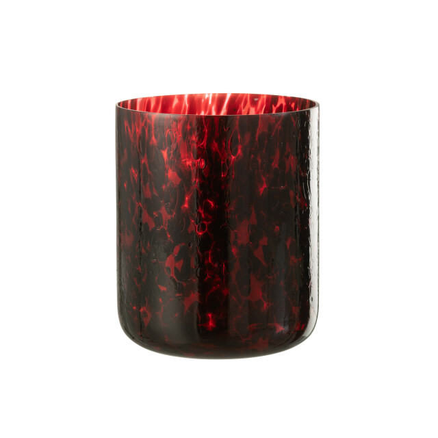 J-Line windlicht gevlekt glas rood/zwart extra large 20x20x25cm 3013731 large