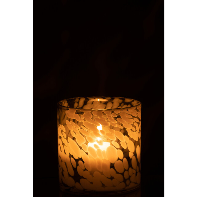 J-Line windlicht spikkel glas /wit medium 18x18x18cm 3013690 large