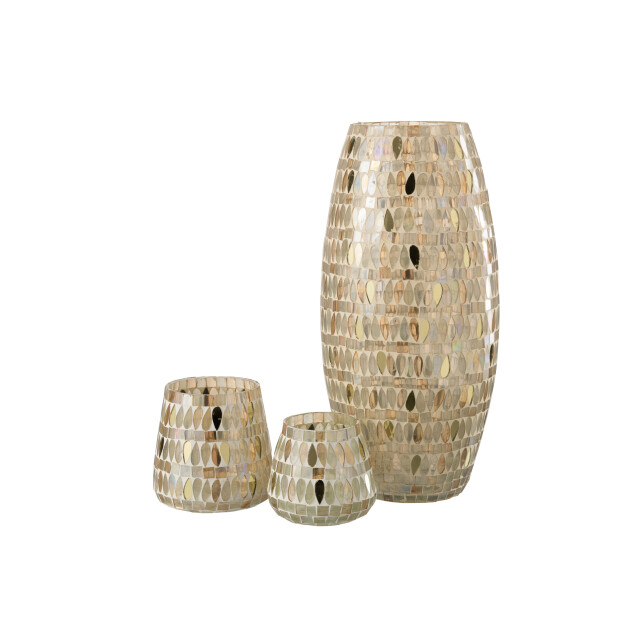 J-Line windlicht mozaiek glas beige large 16x16x35cm 3013684 large