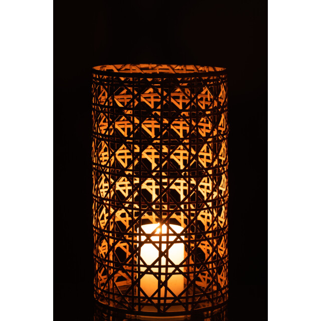 J-Line windlicht candice glas/riet large 14.5x14.5x25cm 3013653 large
