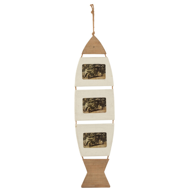 J-Line fotokader hangend vis hout /bruin large 24.5x118x2cm 3006730 large