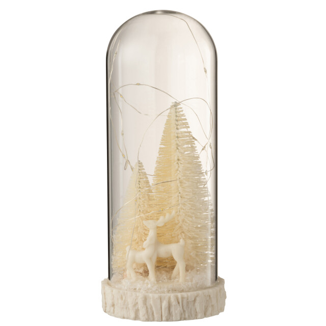J-Line stolp hoog led herten glas/resin large 12x12x28cm 3005713 large