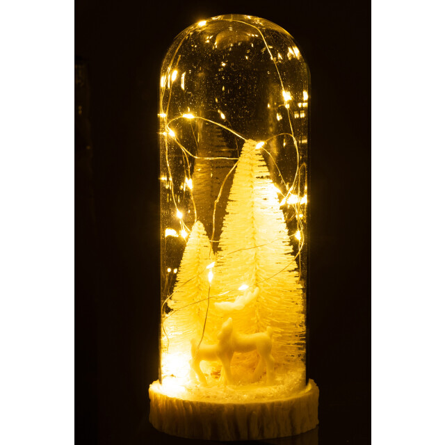 J-Line stolp hoog led herten glas/resin large 12x12x28cm 3005713 large