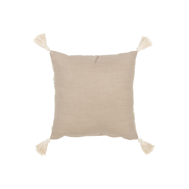 J-Line kussen bloemen/bladeren katoen taupe/beige 45x45x15cm 3065803 large