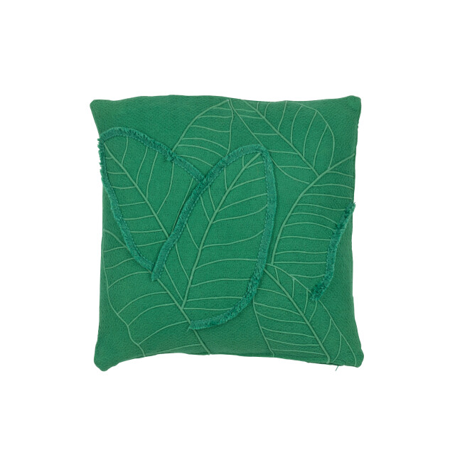 J-Line kussen bladeren katoen donker 45x45x15cm 3002042 large