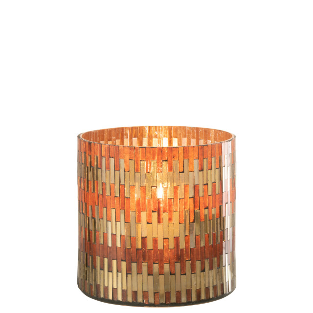J-Line windlicht chic glas /goud large 15.5x15.5x15cm 3013685 large