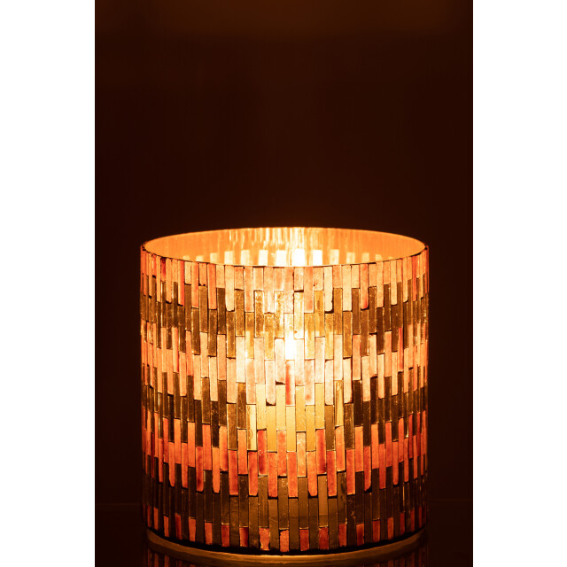 J-Line windlicht chic glas /goud large 15.5x15.5x15cm 3013685 large