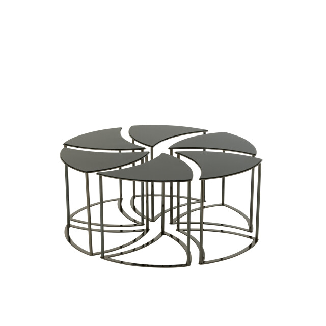J-Line set van zes tafels tornado metaal/mdf/glas 100x100x48cm 3001615 large