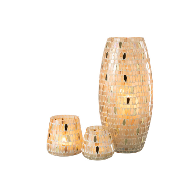 J-Line windlicht mozaiek glas beige large 16x16x35cm 3013684 large