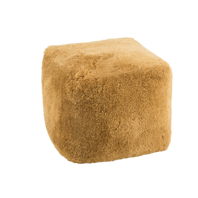 J-Line poef vierkant schapenvel oker 57x57x47cm 2999201 large