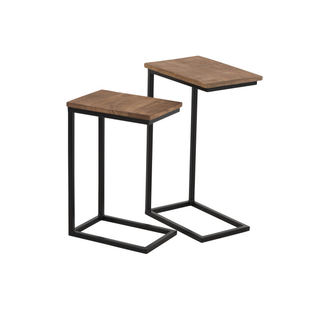 J-Line s/2 bijzettafel rechthoek metaal/hout zwart/naturel 42x28x64.5cm 3003370 large