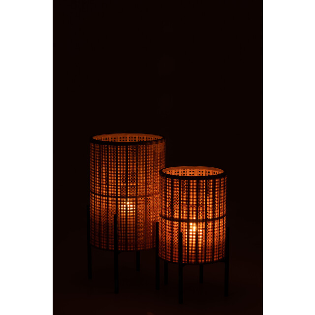J-Line lantaarn op voet bamboo small 31.5x31.5x50.5cm 3007523 large