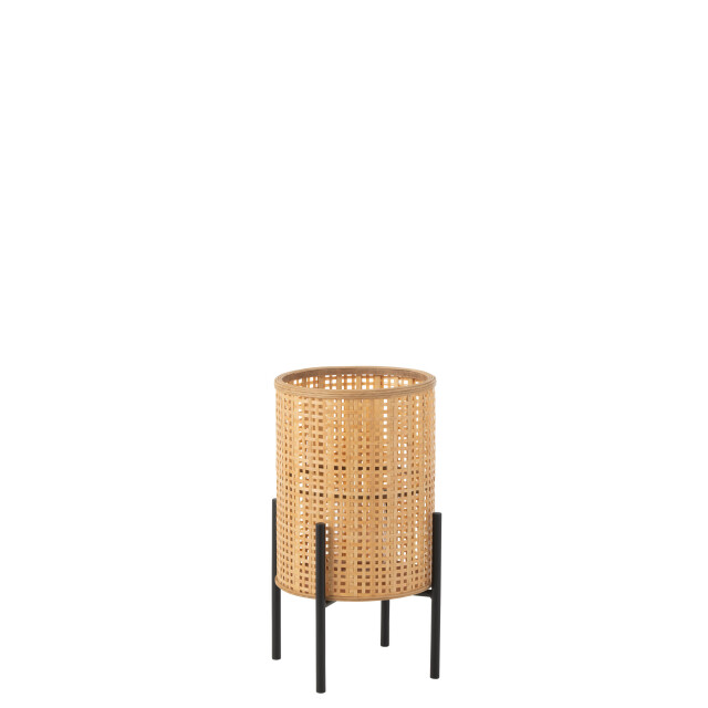 J-Line lantaarn op voet bamboo small 31.5x31.5x50.5cm 3007523 large