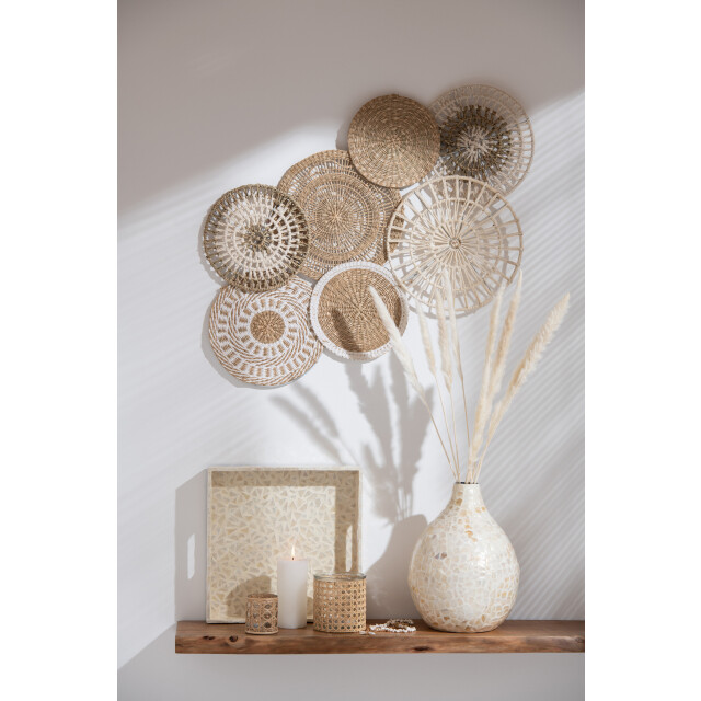 J-Line muurdecoratie cirkels zeegras/katoen /wit 54.5x2x90cm 3006502 large