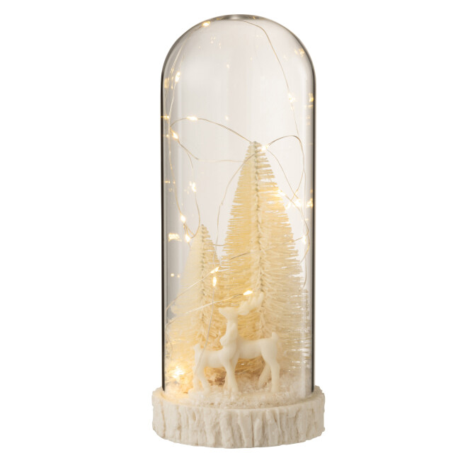 J-Line stolp hoog led herten glas/resin large 12x12x28cm 3005713 large