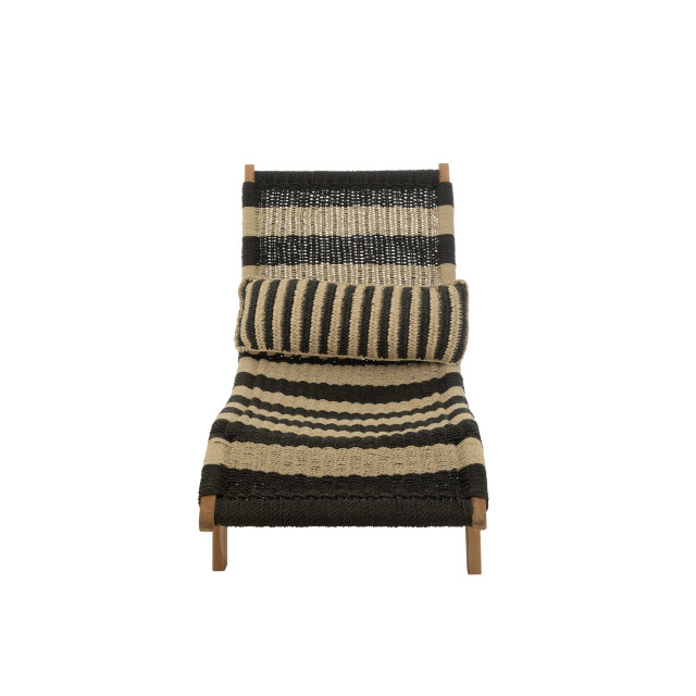 J-Line ligzetel+kussen strepen geweven plastiek/teak /naturel - 3013876 large