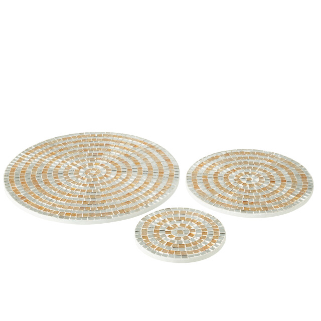 J-Line plateau mozaiek glas zilver/goud large 28x0.7x28cm 3008565 large