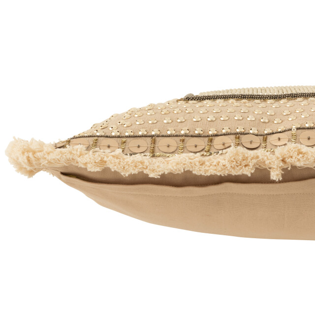 J-Line kussen boord ibiza katoen beige/wit 45x45x4cm 3000201 large