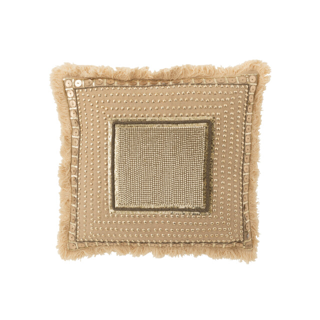 J-Line kussen boord ibiza katoen beige/wit 45x45x4cm 3000201 large