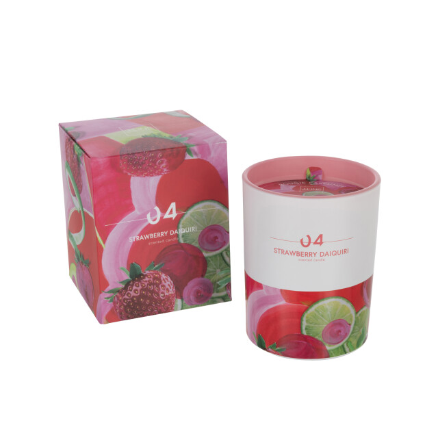 J-Line kaars aardbei daiquiri large-70h 10x10x12.5cm 3015088 large