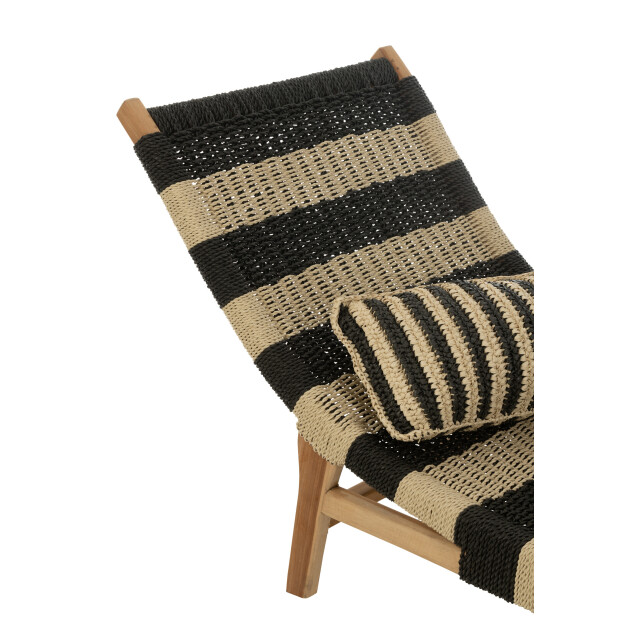 J-Line ligzetel+kussen strepen geweven plastiek/teak /naturel - 3013876 large