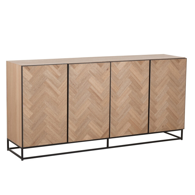 J-Line dressoir 4 deuren zigzag hout/metaal naturel/ 180x40x87cm 3013808 large