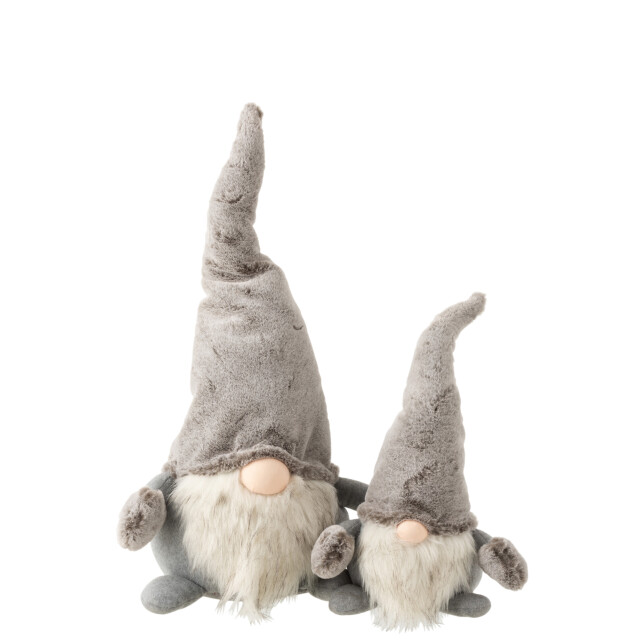 J-Line kerstman staand pluche /wit large 47x34x56cm 3006021 large
