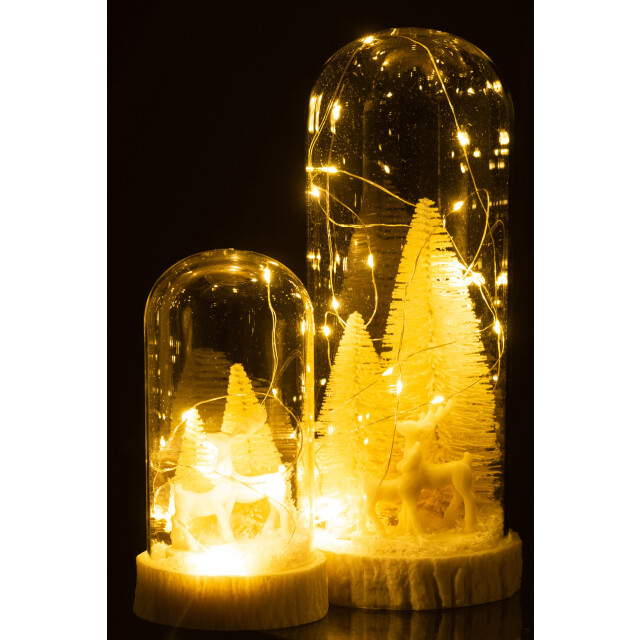 J-Line stolp hoog led herten glas/resin large 12x12x28cm 3005713 large