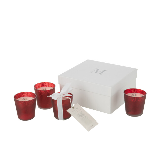 J-Line box 4 geurkaars m-chic glas 6.5x6.5x7.3cm 3015259 large