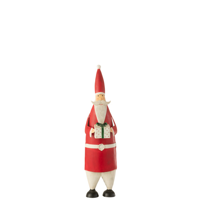 J-Line kerstman cadeau ijzer wit/rood small 14x11x44cm 3008590 large
