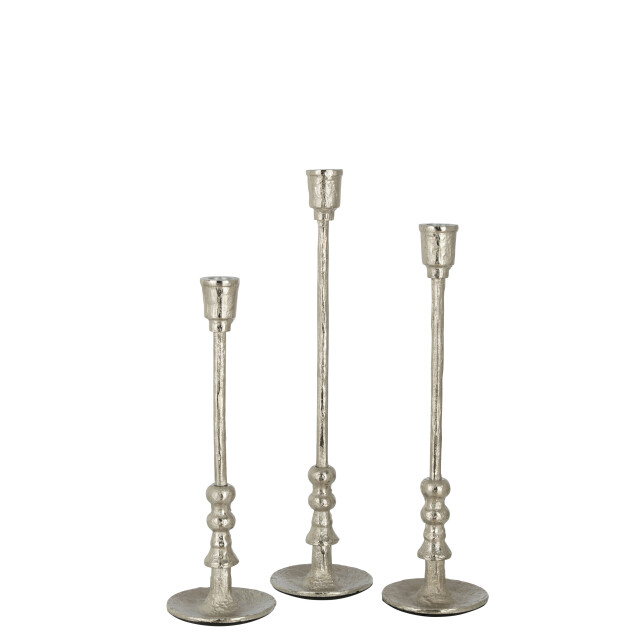 J-Line set van drie kandelaars becca aluminium zilver 10.5x10.5x45.5cm 3001007 large
