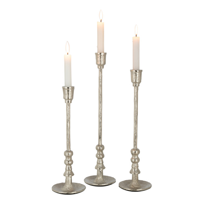 J-Line set van drie kandelaars becca aluminium zilver 10.5x10.5x45.5cm 3001007 large