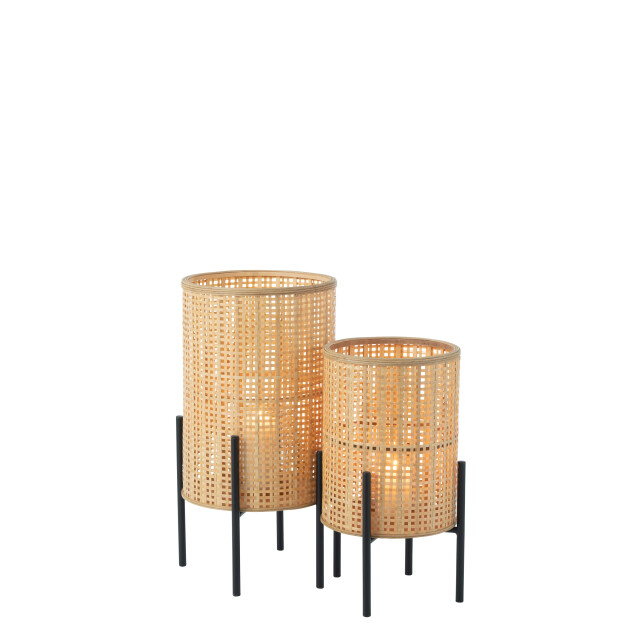 J-Line lantaarn op voet bamboo small 31.5x31.5x50.5cm 3007523 large