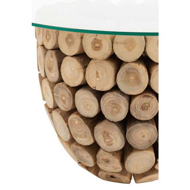 J-Line bijzettafel schijven open teak hout naturel/glas 70x70x45cm 3000640 large