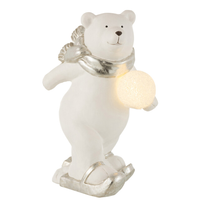 J-Line ijsbeer led staand poly wit/zilver large 23x16x37cm 3005967 large