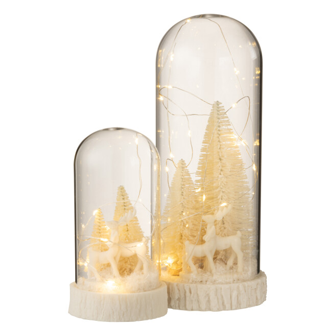 J-Line stolp hoog led herten glas/resin large 12x12x28cm 3005713 large