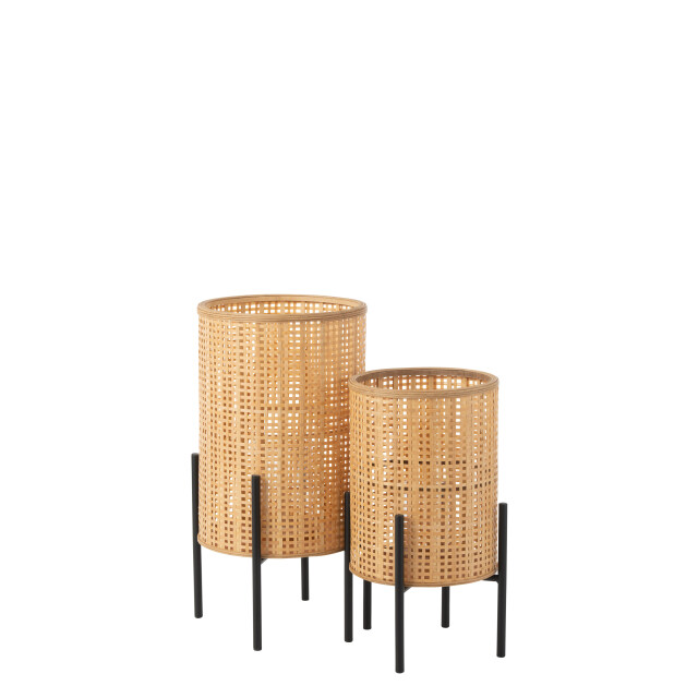 J-Line lantaarn op voet bamboo small 31.5x31.5x50.5cm 3007523 large