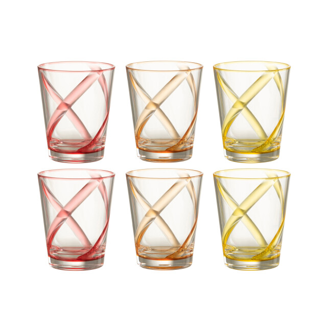 J-Line doos van 6 stuks drinkglas lijnen plastic mix 29x19.5x12.2cm 3015396 large